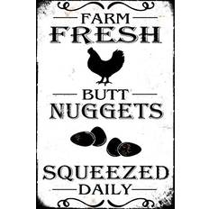 Interior Details Pozino Farm Fresh Nuggets Squeezed Daily Chicken Metal Tin Sign Plaque Wall Decor