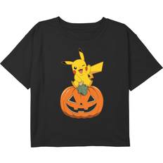 Nintendo Girl's Pokemon Halloween Jack-o'-Lantern Pikachu Child T-Shirt Black