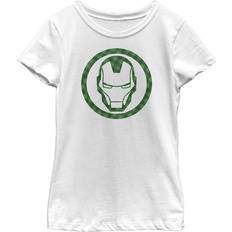 Iron man mask Marvel Girl's St. Patrick's Day Lucky Iron Man Mask T-shirt - White