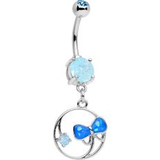 Piercings Body Candy Stainless Steel Iridescent Brilliant Blue Accent Tie It In Dangle Belly Ring