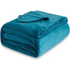 Microfiber Blankets Bedsure Fleece Blanket Soft Cosy Teal 220x240 cm Blankets Blue