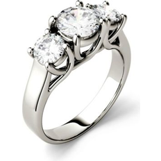 Charles & Colvard 14K White Gold Moissanite Round Three-Stone Ring 2.00 DEW