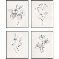 Haus and Hues Haus and Hues Grey Floral Wall Art Set of 4 Plant