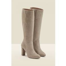 Sosandar Womens Blake Taupe Suede Zip Knee High Boot