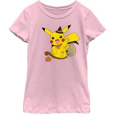 Children's Clothing Nintendo Girl's Pokemon Halloween Pikachu Witch Costume Child T-Shirt Light pink