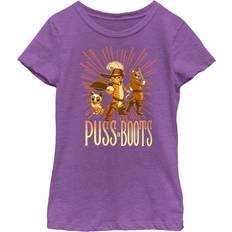 Dogs Tops Children's Clothing Fifth Sun Kid's Puss in Boots The Last Wish Character Poster T-shirt - Purple Berry