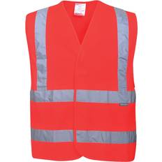 Work Vests Portwest Hi-Vis Two Band & Brace Vest Red L-XL