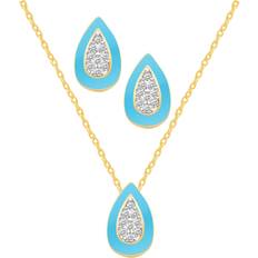 Macy's Jewelry Sets Macy's Crystal Enamel Necklace and Earring Set, 2-Piece Blue Enamel