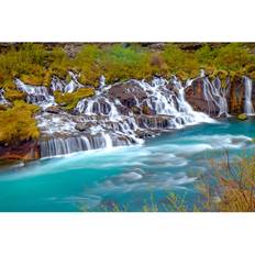 Polyester Framed Art Union Rustic Hraunfossar Falls Photograph Framed Art