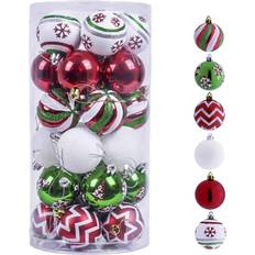 Valery Madelyn Ball Ornaments Set 30ct Red Green White Christmas Tree Ornament