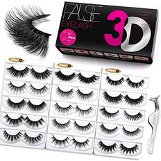 Eliace Eliace Fluffy Eyelashes 3D Mink Lashes Cat Eyes 15 Mixed Styles 15 Pairs Reusable Soft Fake Eyelashes Volume Strip Lashes Natural Look Wispies & Big False Eyelashes Pack with False Lashes Tweezers