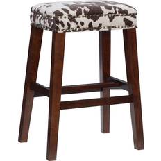 Stools Linon Harlow Brown Cow Print Seating Stool