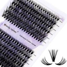 Wendy Lashes Cluster Eyelashes 30D/40D 240PCS 12-16mm Mixed Individual Lashes C/D Curl 0.07mm Matte Black Cluster Eyelash Extensions Soft Lightweight Individual Lashes Cluster 3D Effect 30/40D-C, 12-16mm Mixed