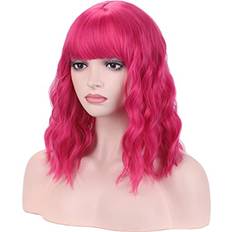Pink Wigs BERONAGE Beron 14 Inches Hot Pink Short Curly Wig