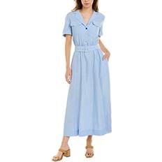 Anne Klein Long Dresses Anne Klein Anne Klein Womens Campsuit Linen-Blend Maxi Dress, 6, Blue