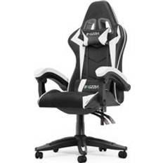 Ergonomic Gaming Chair with Headrest and Lumbar Pillow Rotatable Home PU Leather Office Chair Black/White