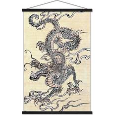 Trends International Japanese Dragon Wall with Magnetic Frame Poster