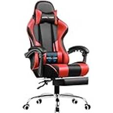 GTPLAYER Adult Gaming Chairs GTPLAYER GT800A Sessel Ergonomischer Stuhl, Kunstleder, Rot, Großer Gaming Chair mit Massage-Lendenkissen