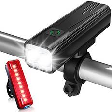 Babacom Bike Lights, 2000 Lumen Super Bright USB Rechargeable Bicycle Light, Adjustable Lightness Cycling Front Light & Rear Light for Cycling