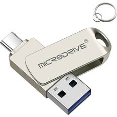 Memory Cards & USB Flash Drives Greenzech 64GB 2 in 1 Type-C & USB3.0 Flash Drive OTG USB Driver 32G 64G 128G 256G Metal 360 Rotation Pendrive USB Disk with Key Ring