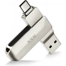 Memory Cards & USB Flash Drives Greenzech 32G 2 IN 1 Type-C USB 3.0 Flash Drive 360 Rotation Zinc Alloy USB Disk 32G 64G 128G 256G Portable Thumb Drive for Computer Phone