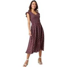 Polka Dots Dresses Roman Cotton Blend Polka Dot Midi Dress Chocolate