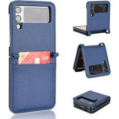 Wallet Cases Allytech Allytech for Samsung Galaxy Z Flip3 Case Z Flip3 Wallet Cover Slim PU Leather Shockproof Protective Cards Holder Wallet Case Cover for Samsung Galaxy Z Flip3 5G Darkblue