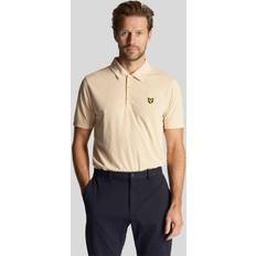 Stof Polotrøjer Lyle & Scott Mens Golf Monogram Jacquard Polo Shirt in Sand Sand Dune