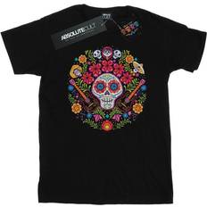 Boyfriend T-shirts Disney Coco Embroidered Skull Print Cotton Boyfriend T-Shirt Black