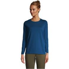 Lands' End Clothing Lands' End Women's Relaxed Supima Cotton Long Sleeve Crewneck T-Shirt Baltic teal