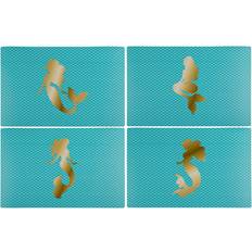 Turquoise Cloths & Tissues Out of The blue Golden Mermaid Silhouette Scales Place Mat Turquoise