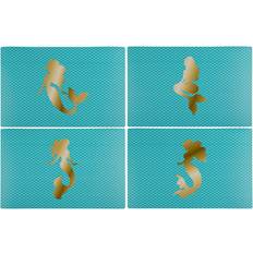 Turquoise Place Mats Out of the blue Golden Mermaid Silhouette Scales Place Mat Turquoise