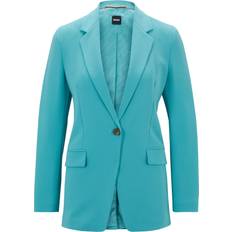 Turquoise Blazers BOSS Regular-fit jacket in crease-resistant crepe Turquoise