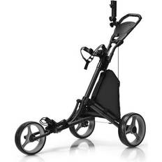 Costway Folding 3 Wheels Golf Push Cart with Bag