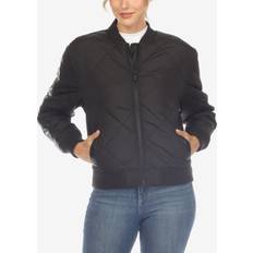 Clothing White Mark Women's Lightweight Diamond Quilted Puffer Bomber Jacket, Black