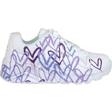 Paars Sneakers Skechers Kid's JGoldcrown Uno Lite Spread the Love - White/Light Purple