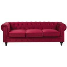 Red Sofas Beliani 3 Seater Velvet Sofa
