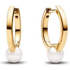 Pandora Treated Freshwater Cultured Pearl Gold Hoop Earrings