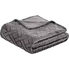 Amazon Basics Fleece embossed Blankets Grey