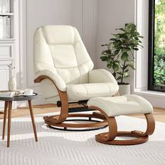 LivingAndHome PU Recliner with Footstool Armchair