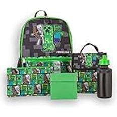 BioWorld Minecraft Creeper Zombie Wither Kids 5 Piece Backpack Set