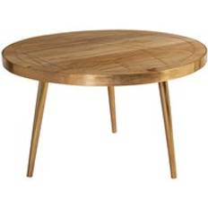 IH Design Light Gold Solid Wood Round Coffee Table