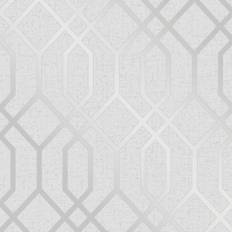 Wallpapers Fine Decor Silver/Grey Quartz Trellis Geometric Textured Wallpaper