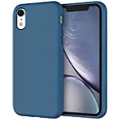 Foder JeTech Silikonskal för iPhone XR 6,1 Tum, Silkes Mjuk Beröring Full Kropp Skyddande Telefon Case, Stötsäkert Cover med Mikrofiber Foder Blå Kobolt
