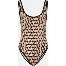 Valentino Badkläder Valentino Monogram swimsuit neutrals