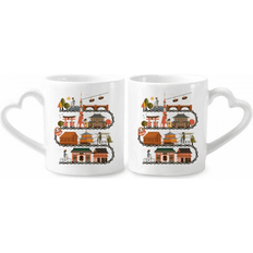 RYWOLT Traditional Japanese Riding Landshape Map Couple Mug