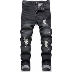 Shein Men Cotton Ripped Frayed Cat Scratch Skinny Jeans