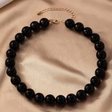 Plast Halsband Shein 1pc Pearl Beaded Necklace With Elegant French Style, High-End Taste