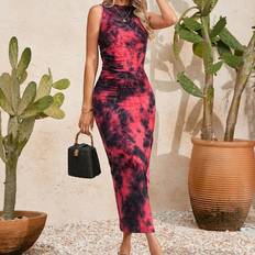 Tie Dye Dresses Shein Tie-Dye Round Neck Sleeveless Dress - Ladies'