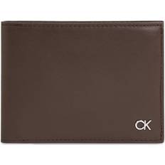 Polyurethane Wallets Calvin Klein Metal CK Wallet RFID Protection - Brown